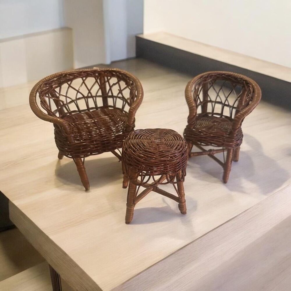 Wicker Plant Stand and chair Set